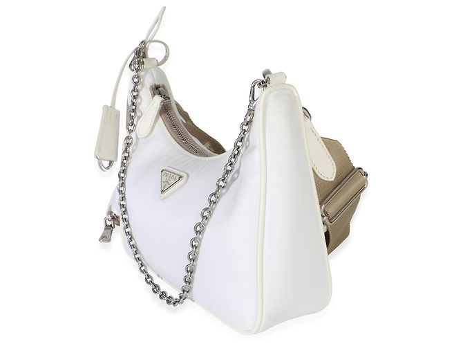 Borsa Prada Re-Edition 2005 in Re-Nylon bianco - vista 3
