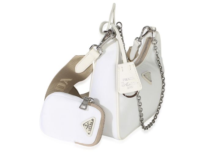 Borsa Prada Re-Edition 2005 in Re-Nylon bianco - vista 4