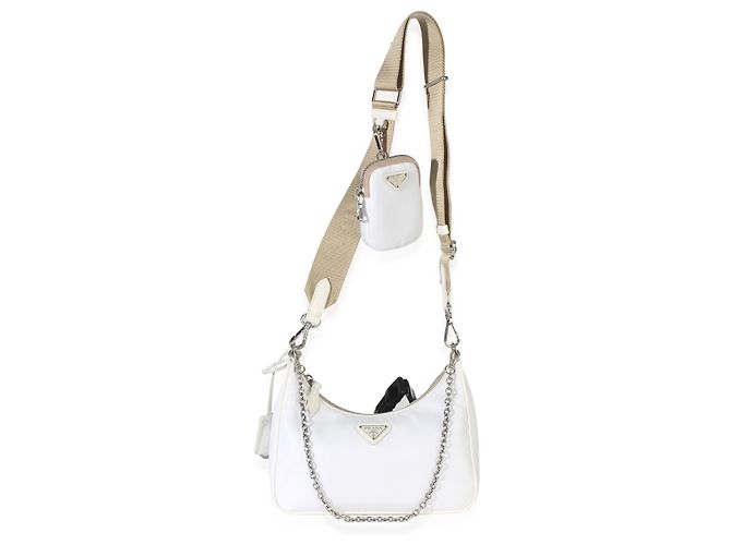 Borsa Prada Re-Edition 2005 in Re-Nylon bianco - vista 5