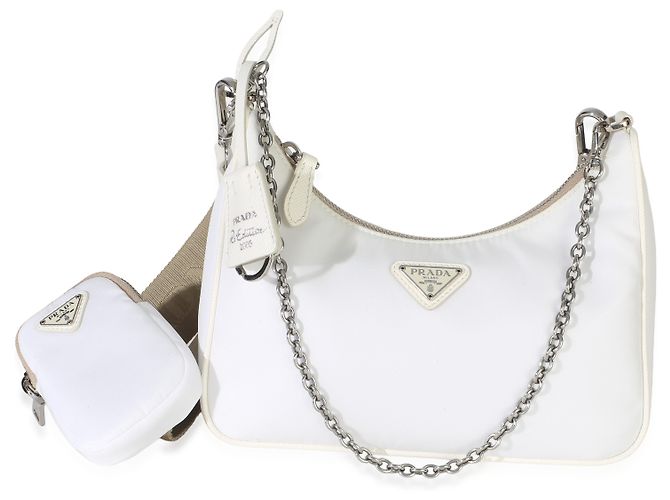 Borsa Prada Re-Edition 2005 in Re-Nylon bianco - vista 8