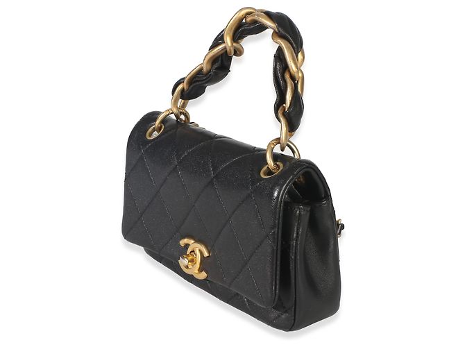 Gabrielle Borsa Chanel Small Chain Is More Flap Bag in pelle d'agnello matelassé nera Nero - vista 3