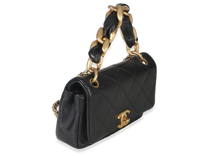 Gabrielle Borsa Chanel Small Chain Is More Flap Bag in pelle d'agnello matelassé nera Nero - vista 4