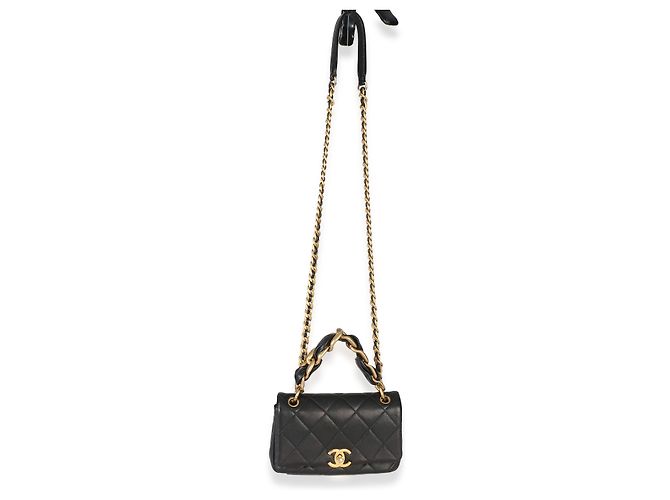 Gabrielle Borsa Chanel Small Chain Is More Flap Bag in pelle d'agnello matelassé nera Nero - vista 5