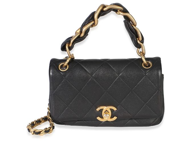 Gabrielle Borsa Chanel Small Chain Is More Flap Bag in pelle d'agnello matelassé nera Nero - vista 8