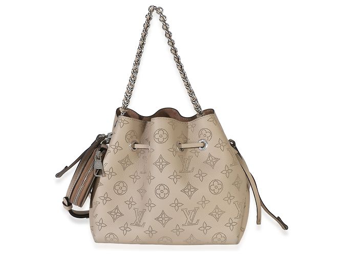Borsa Tote Louis Vuitton Galet Monogram Mahina Bella Marrone - vista 8
