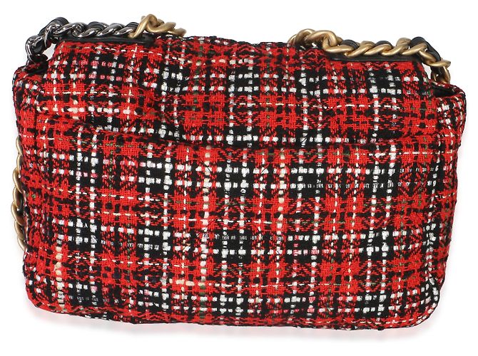 Chanel 19 Flap Bag Medium aus gestepptem Tweed in Rot-Schwarz-Multicolor - Ansicht 3
