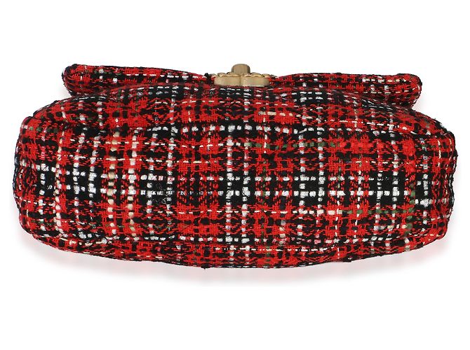 Chanel 19 Flap Bag Medium aus gestepptem Tweed in Rot-Schwarz-Multicolor - Ansicht 4