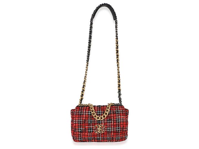 Chanel 19 Flap Bag Medium aus gestepptem Tweed in Rot-Schwarz-Multicolor - Ansicht 5