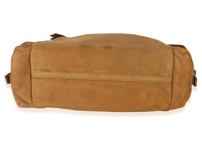 Prada Borsa a tracolla Large Explore in camoscio marrone Beige - vista 6