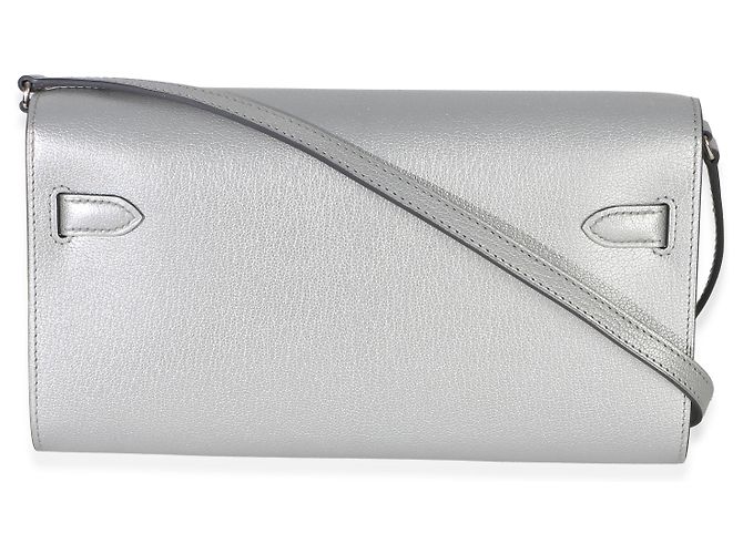 Portafoglio Hermès Kelly Wallet To Go in pelle Chevre Chamkilight Argent Metallic PHW - vista 2
