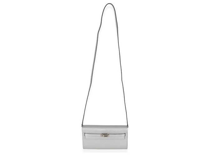 Portafoglio Hermès Kelly Wallet To Go in pelle Chevre Chamkilight Argent Metallic PHW - vista 5