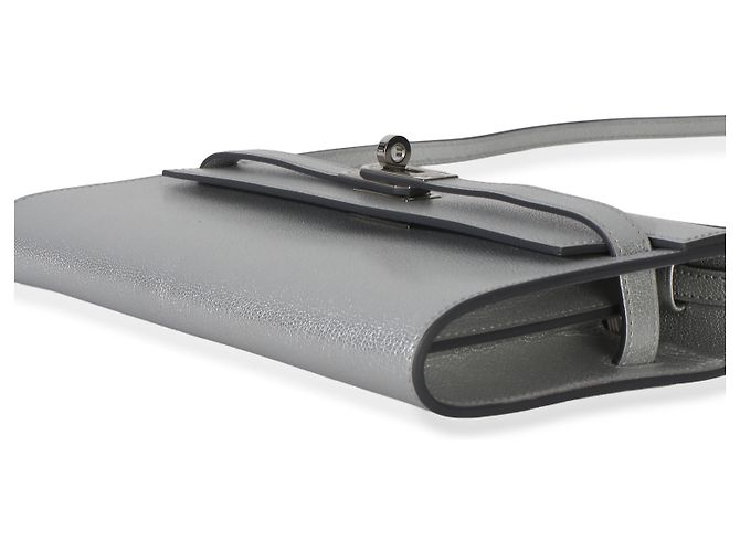 Portafoglio Hermès Kelly Wallet To Go in pelle Chevre Chamkilight Argent Metallic PHW - vista 6