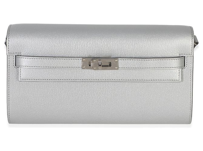 Portafoglio Hermès Kelly Wallet To Go in pelle Chevre Chamkilight Argent Metallic PHW - vista 8