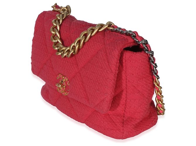 Bolsa de aba Chanel 19 Large em boucle acolchoado rosa Chanel - vista 3