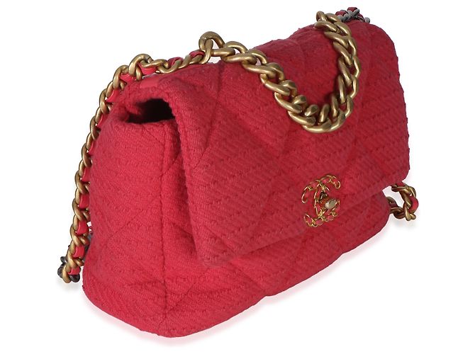 Bolsa de aba Chanel 19 Large em boucle acolchoado rosa Chanel - vista 4