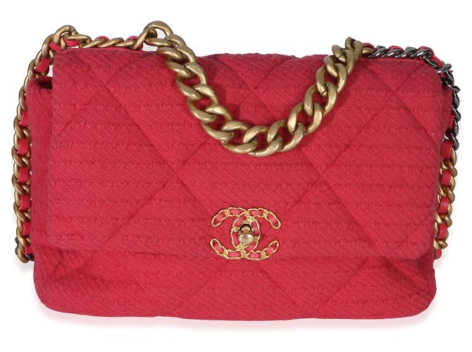 Bolsa de aba Chanel 19 Large em boucle acolchoado rosa Chanel - vista 8