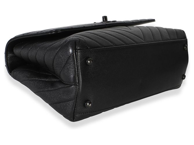 Gabrielle Borsa Chanel Small Coco Top Handle in pelle Caviar nera con motivo Chevron So Black Nero - vista 4