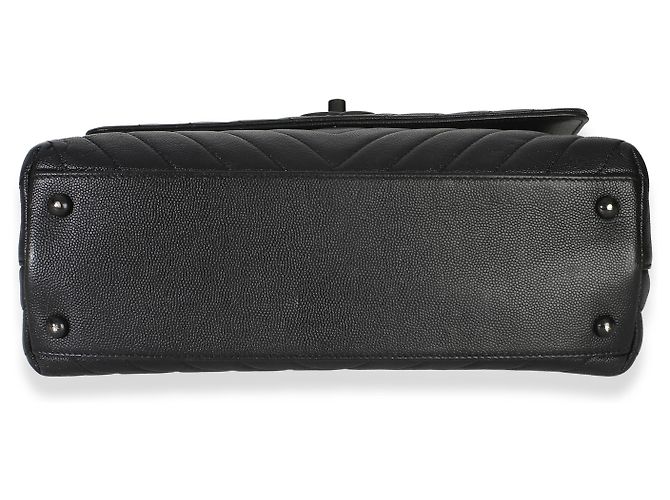 Gabrielle Borsa Chanel Small Coco Top Handle in pelle Caviar nera con motivo Chevron So Black Nero - vista 5
