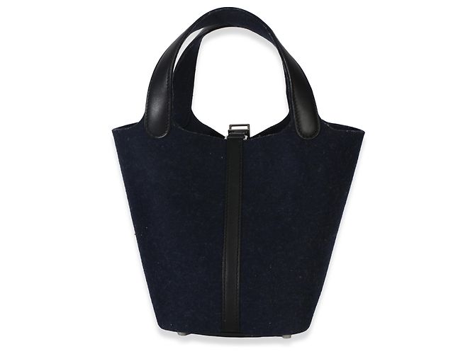 Hermès Bleu Nuit Feutre Black Swift Picotin Lock 18 PHW Nero Blu - vista 4