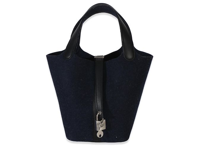 Hermès Bleu Nuit Feutre Black Swift Picotin Lock 18 PHW Nero Blu - vista 8