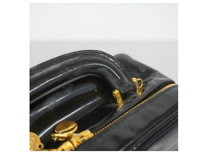 Borsa Vanity Chanel in pelle verniciata nera Nero - vista 10