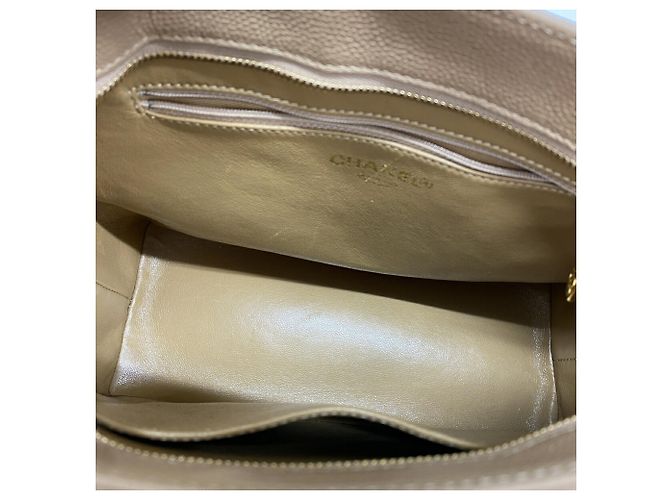 Borsa Tote Chanel in vitello martellato beige - vista 4