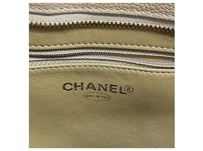 Borsa Tote Chanel in vitello martellato beige - vista 5