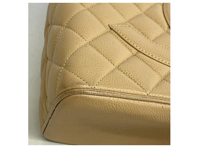 Borsa Tote Chanel in vitello martellato beige - vista 6