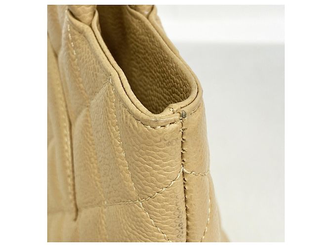 Borsa Tote Chanel in vitello martellato beige - vista 7