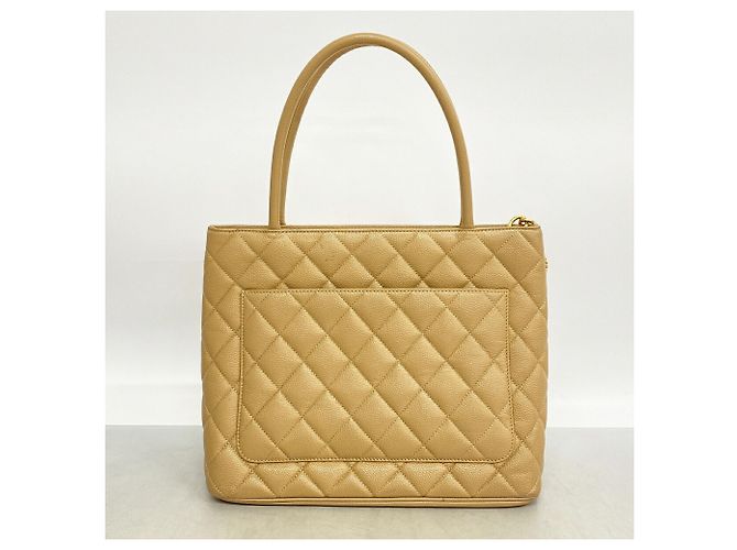 Borsa Tote Chanel in vitello martellato beige - vista 9