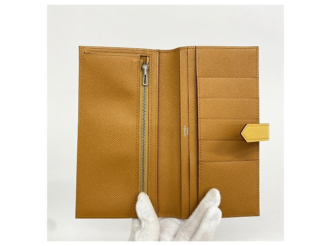 Hermès Cartera larga Hermes Bearn Tadelakt Caramelo - vista 3