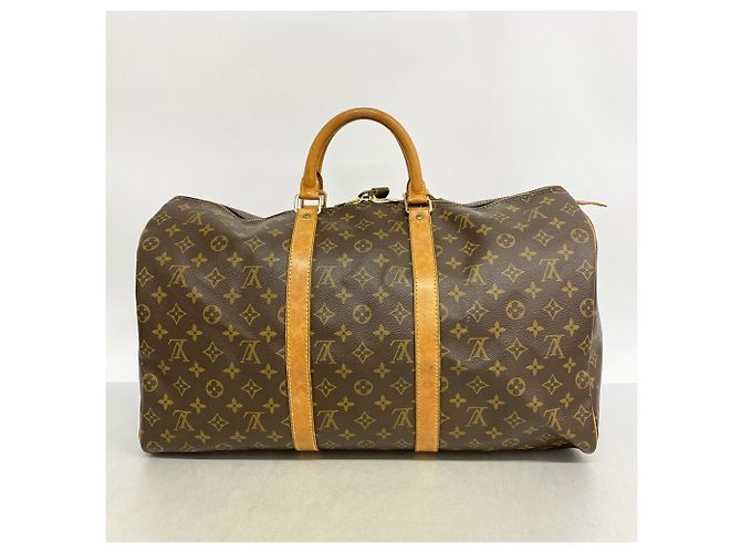 Borsa Louis Vuitton Boston Monogram Keepall 50 Marrone - vista 12