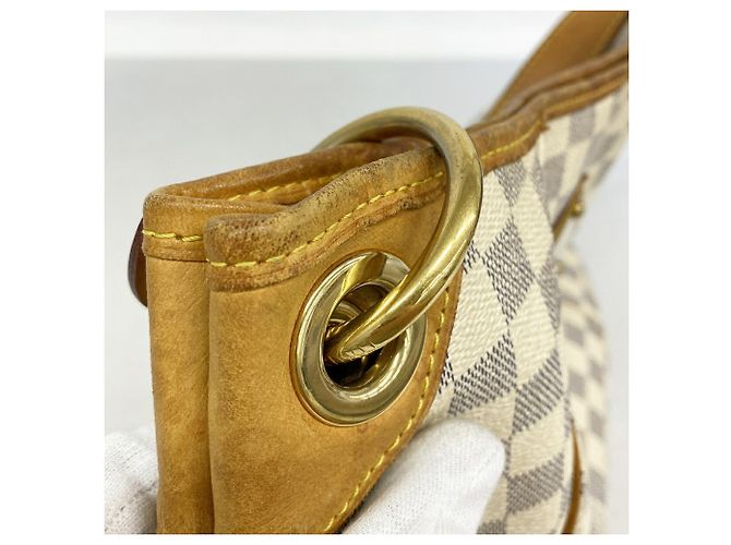 Borsa a tracolla Louis Vuitton Damier Azur Galliera PM Bianco - vista 7