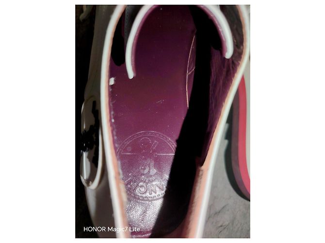 Scarpe Derby platform in pelle bianca Lancel Marrone Bianco Bordò - vista 4