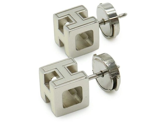 Hermès Pendientes Hermes Caged d'H H Cube Blanco - vista 2