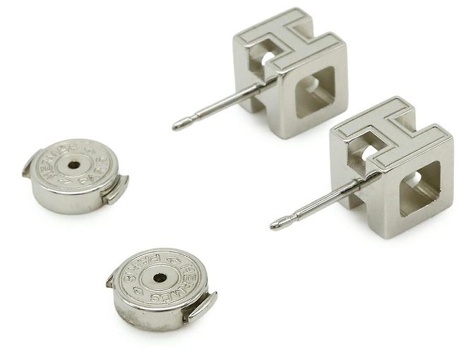 Hermès Pendientes Hermes Caged d'H H Cube Blanco - vista 3