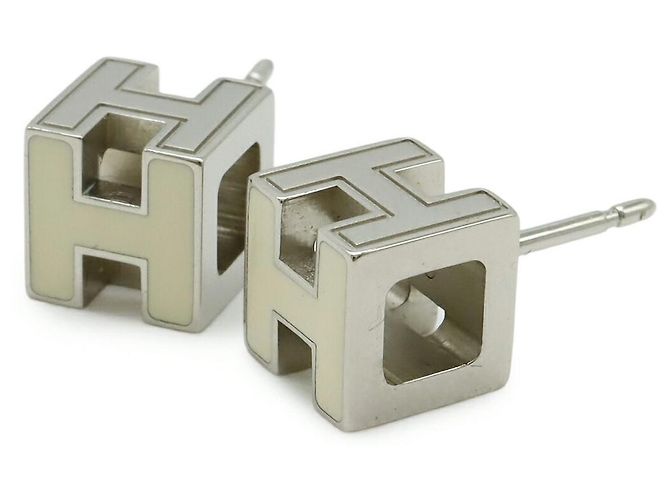 Hermès Pendientes Hermes Caged d'H H Cube Blanco - vista 4