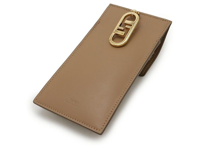 Fendi FF Logo Handy-Etui aus Shearling Weiß Beige - Ansicht 2