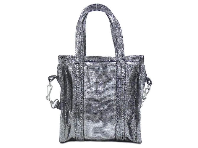 Borsa Balenciaga Bazaar Shopper in pelle Argento - vista 2