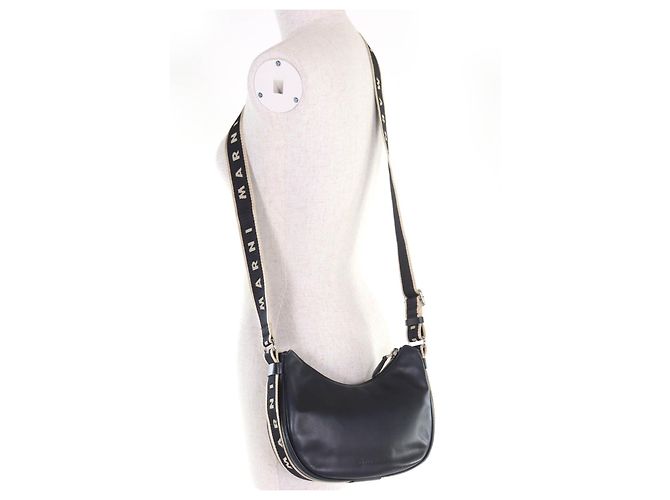 Borsa a tracolla in pelle Marni Nero - vista 4