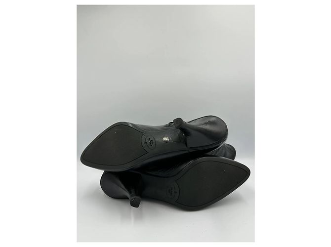 Prada Black Leather Pointed Toe Ankle Boots - view 14