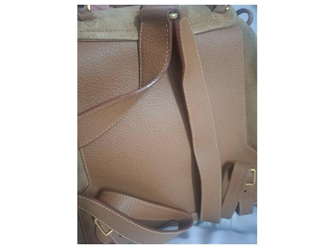 Zaino Gucci in camoscio e pelle con dettagli in bambù Marrone - vista 4