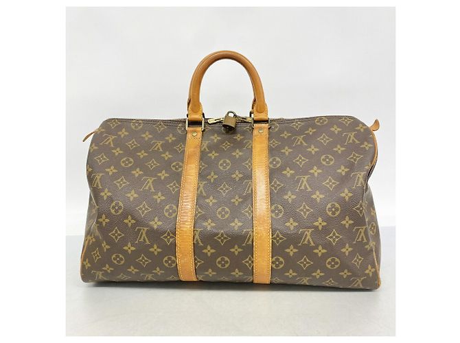Borsa Louis Vuitton Boston Monogram Keepall 45 Marrone - vista 10