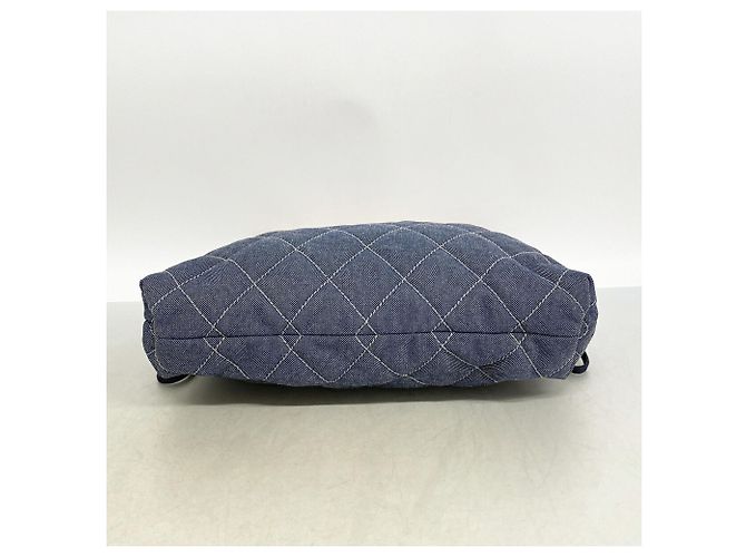 Borsa Tote Chanel in tela blu navy - vista 3
