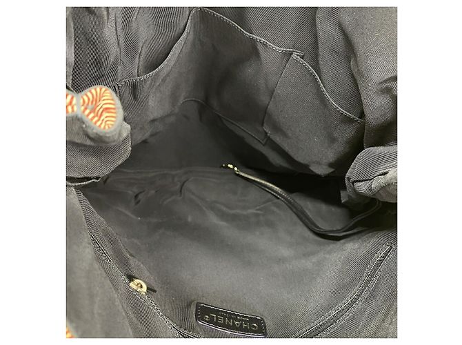 Borsa Tote Chanel in tela blu navy - vista 4