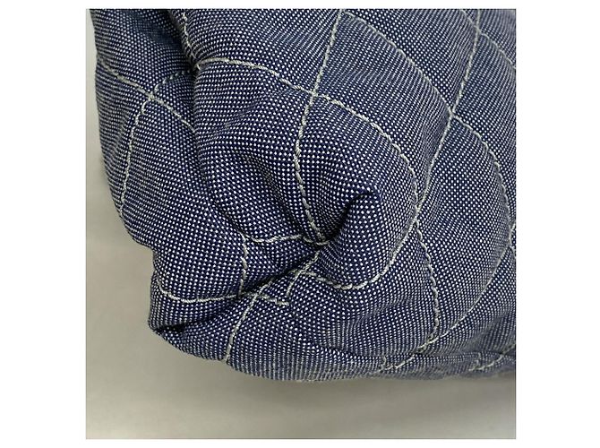 Borsa Tote Chanel in tela blu navy - vista 6