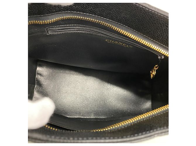 Timeless Borsa Tote Chanel in vitello grana nera Nero - vista 4