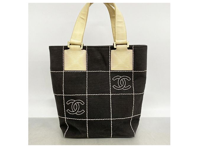 Borsa Tote Chanel in tela nera Nero - vista 10