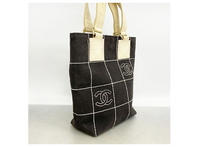 Borsa Tote Chanel in tela nera Nero - vista 2