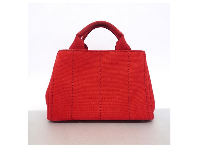 Borsa Tote Prada Canapa Canvas Rosso - vista 10